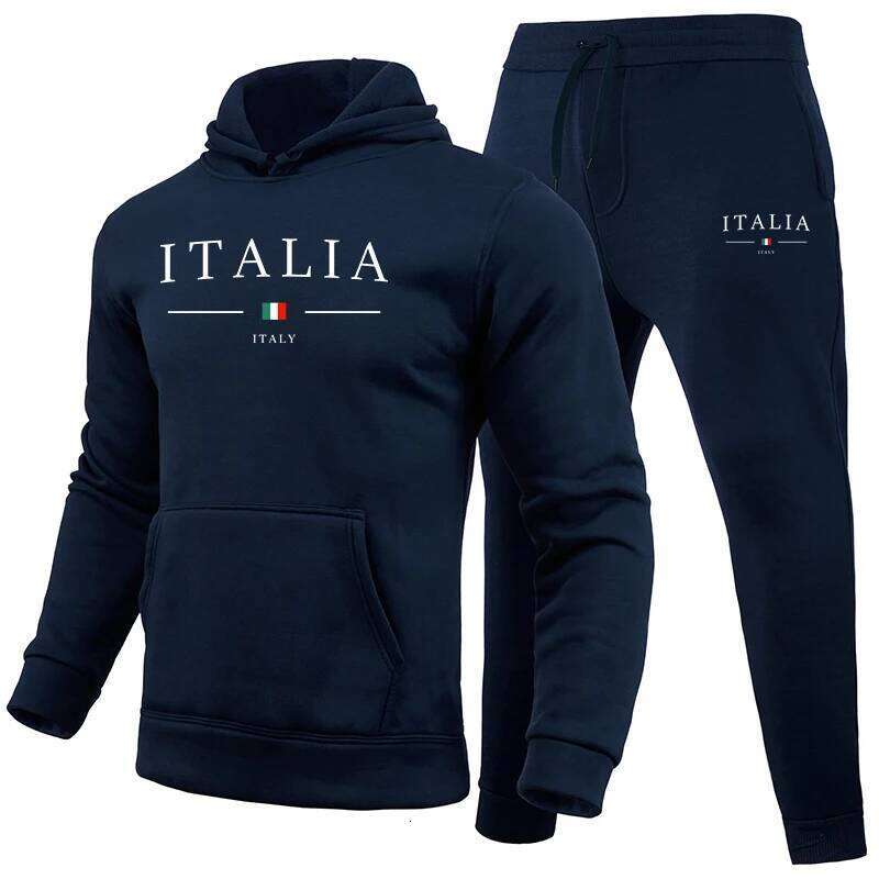 Italy Fashion Tracksuit for Man High Quality Hooded Sweatshirts Sweatpants Autumn Winter Casual Sports Jogging Suits Gym Outfits