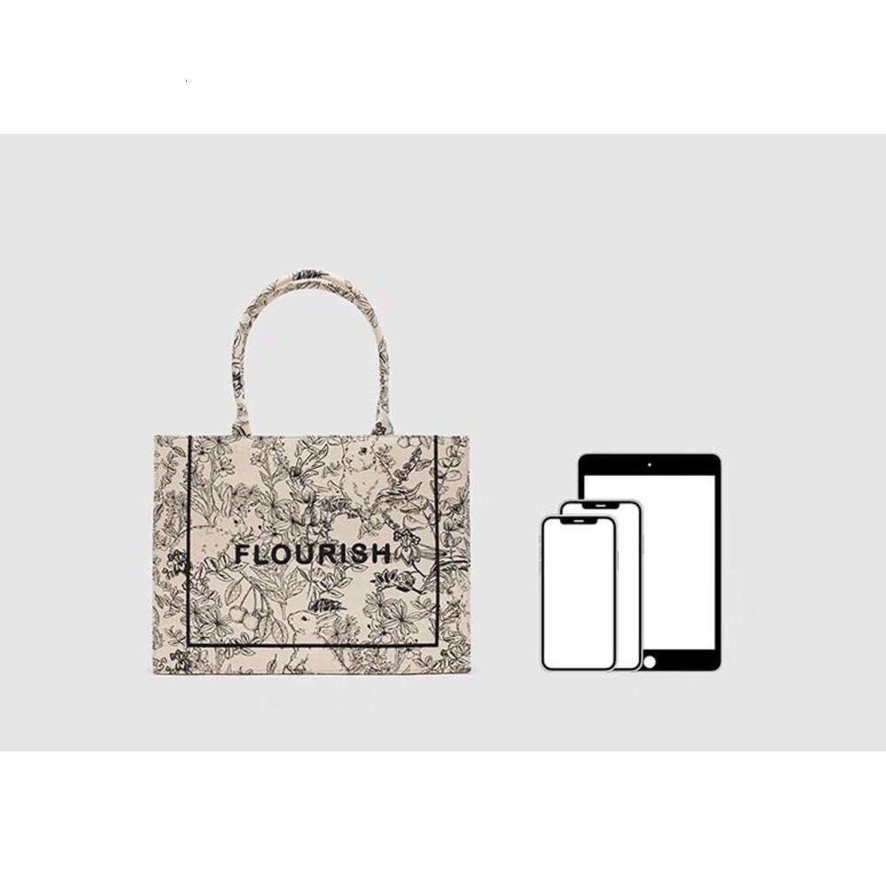 2023 New Women's Fashion Summer Monogram Computer Canvas Tote Bag Versatile Embroidered Crossbody Handbag