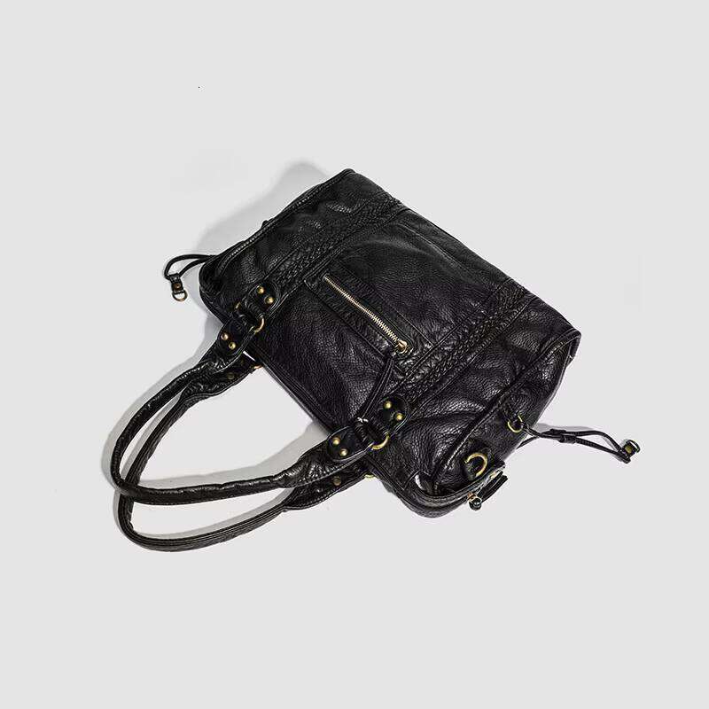 2025 French Vintage Tote Bag - Large Crossbody Shoulder Bag for Women, Spacious PU Woven Hobo Purse in Black