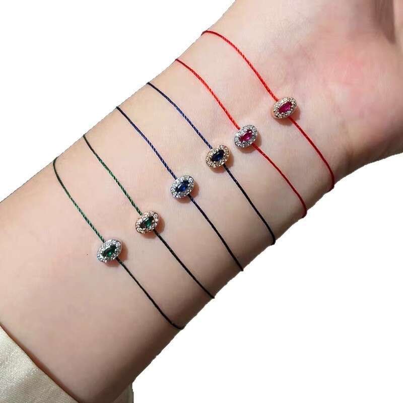 Ultra-fine Inlaid Dia Green Blue Woven Zodiac Year Niche Light New Chinese Style High Appearance Red Bracelet