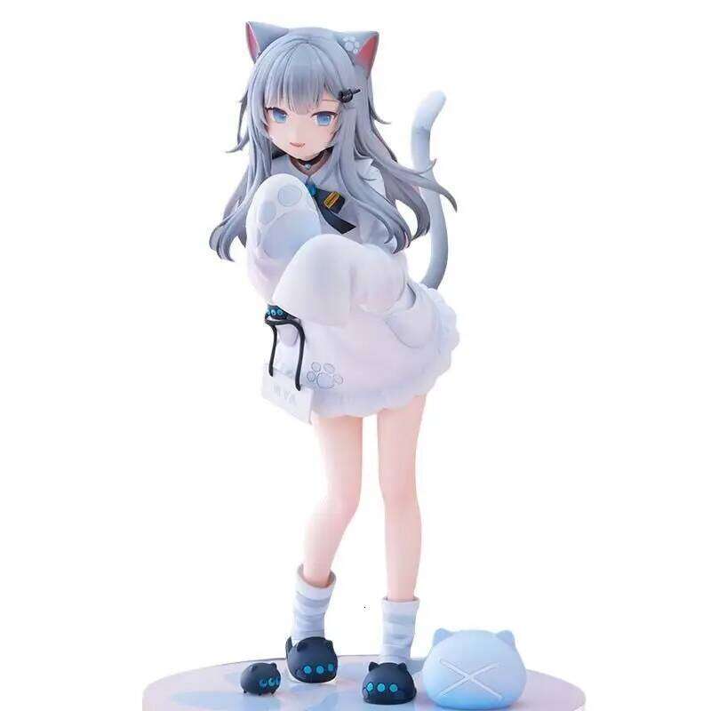 PVC Action Figure Toys 21CM Collection Kawaii Gift Model Desktop Decoration Cute Cat Ears Beautiful Girl Anime