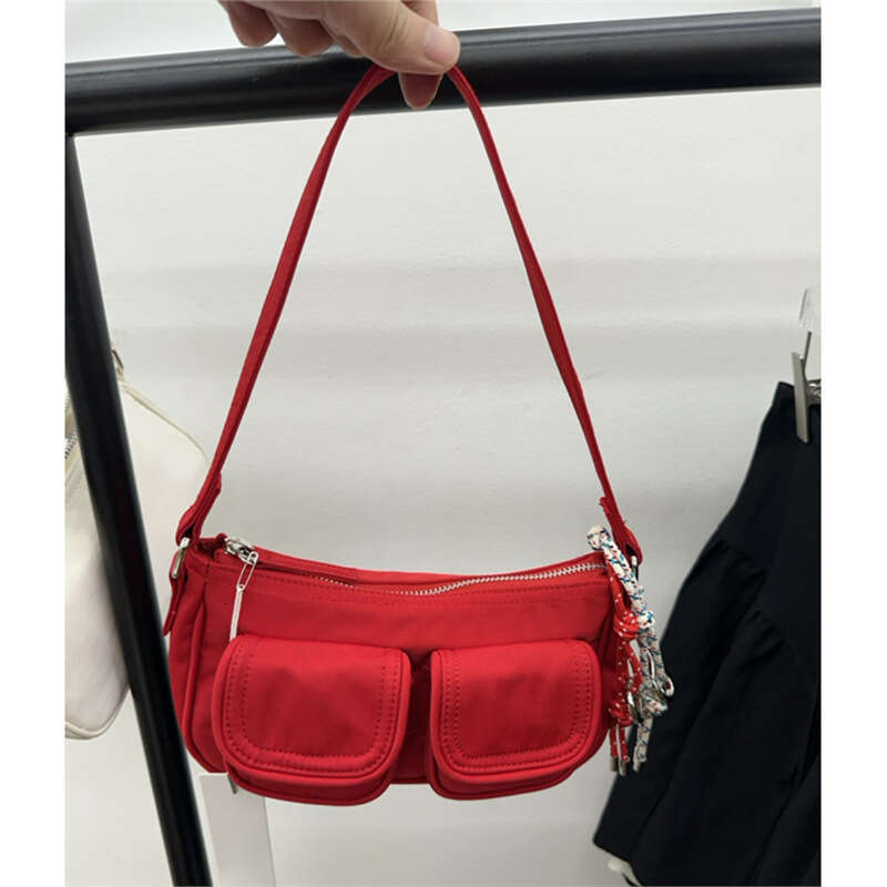 Korean INS New Niche Design Multi-Pocket Nylon Shoulder Underarm Bag Trendy Versatile Handbag