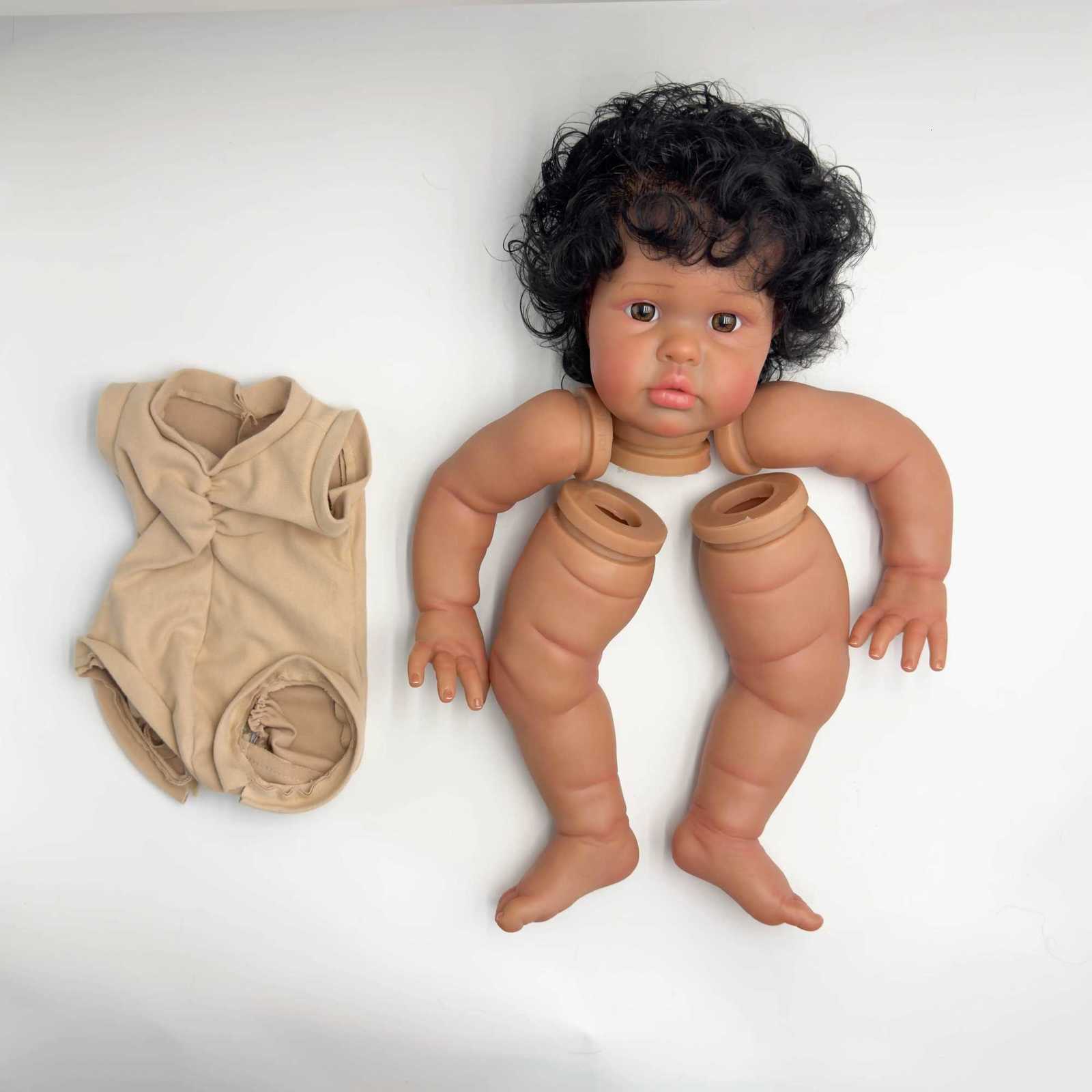 24-inch NPK Ellie Lifelike Unfinished Reborn Doll kit painted Doll kit Doll parts with Curly Black hair XJ250730