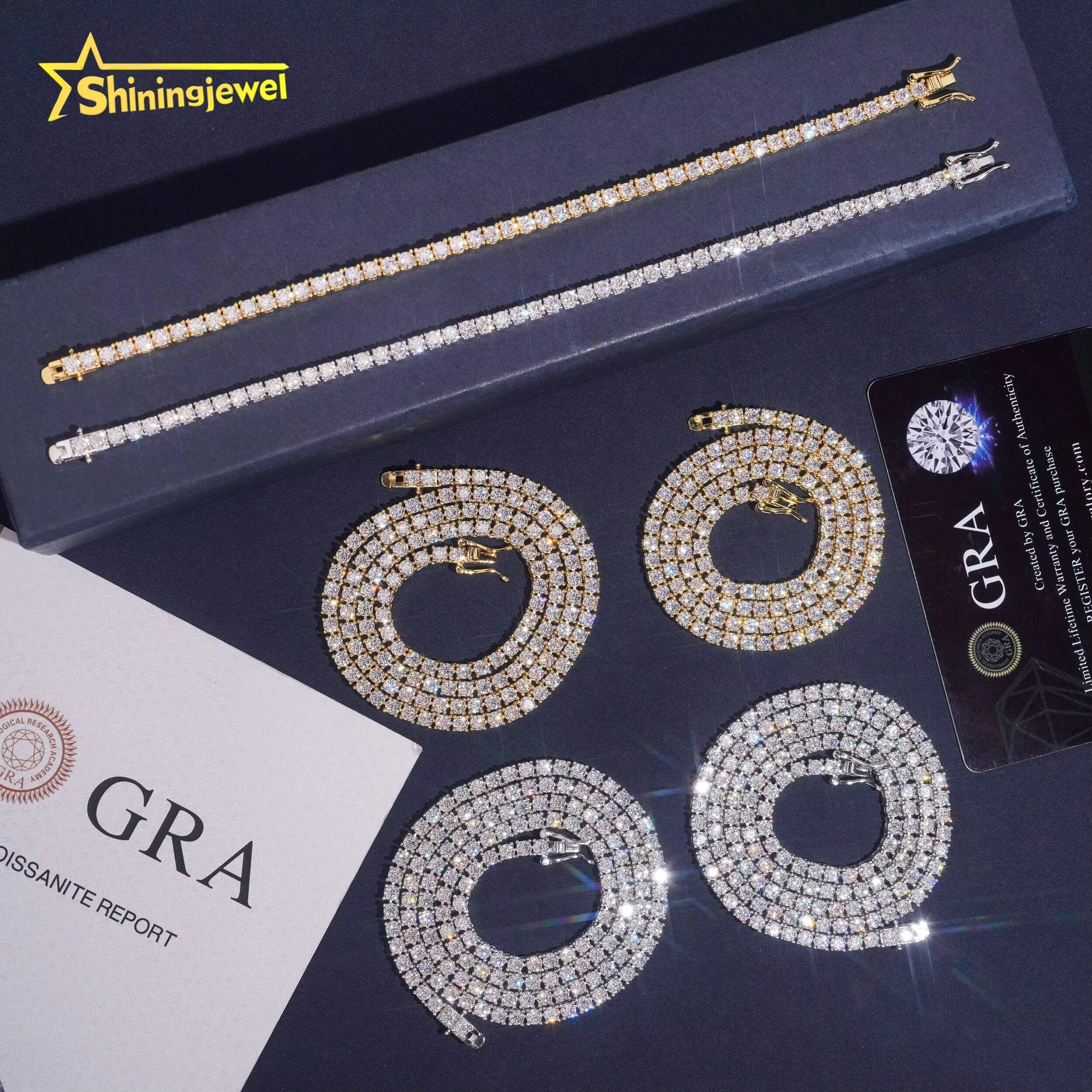 USA Warehouse Fast Shipping Pass Diamond Tester GRA Certified Hip Hop Jewelry Iced Out VVS Moissanite Tennis Chain Necklace