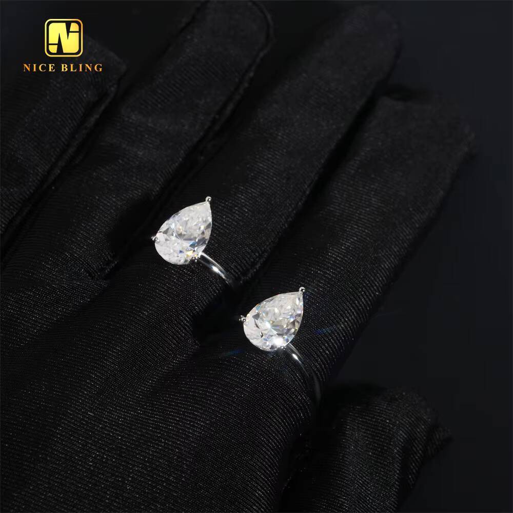 Big VVS Moissanite Diamond 4CT Fashion Jewelry Pear Cut Wedding Ring 925 Sterling Silver Rings Jewelry Engagement Ring for Women