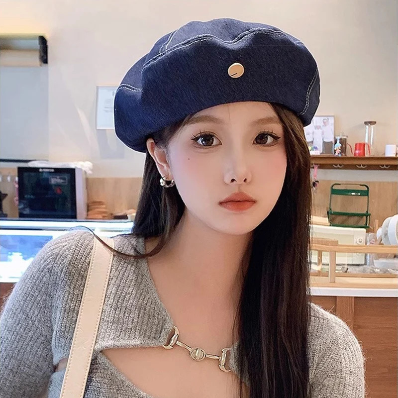 Women Retro Denim Berets Hat JK Korean Solid Color sboy Beret For Lady Girl Outdoor Sunshade Octagonal Painter Artist Hats 250729