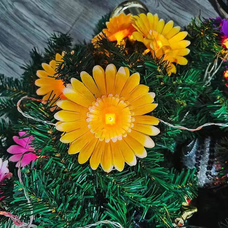New Lights Cheap Yellow Green Pink Artificial Daisy Garden Party Decoration Led String Light