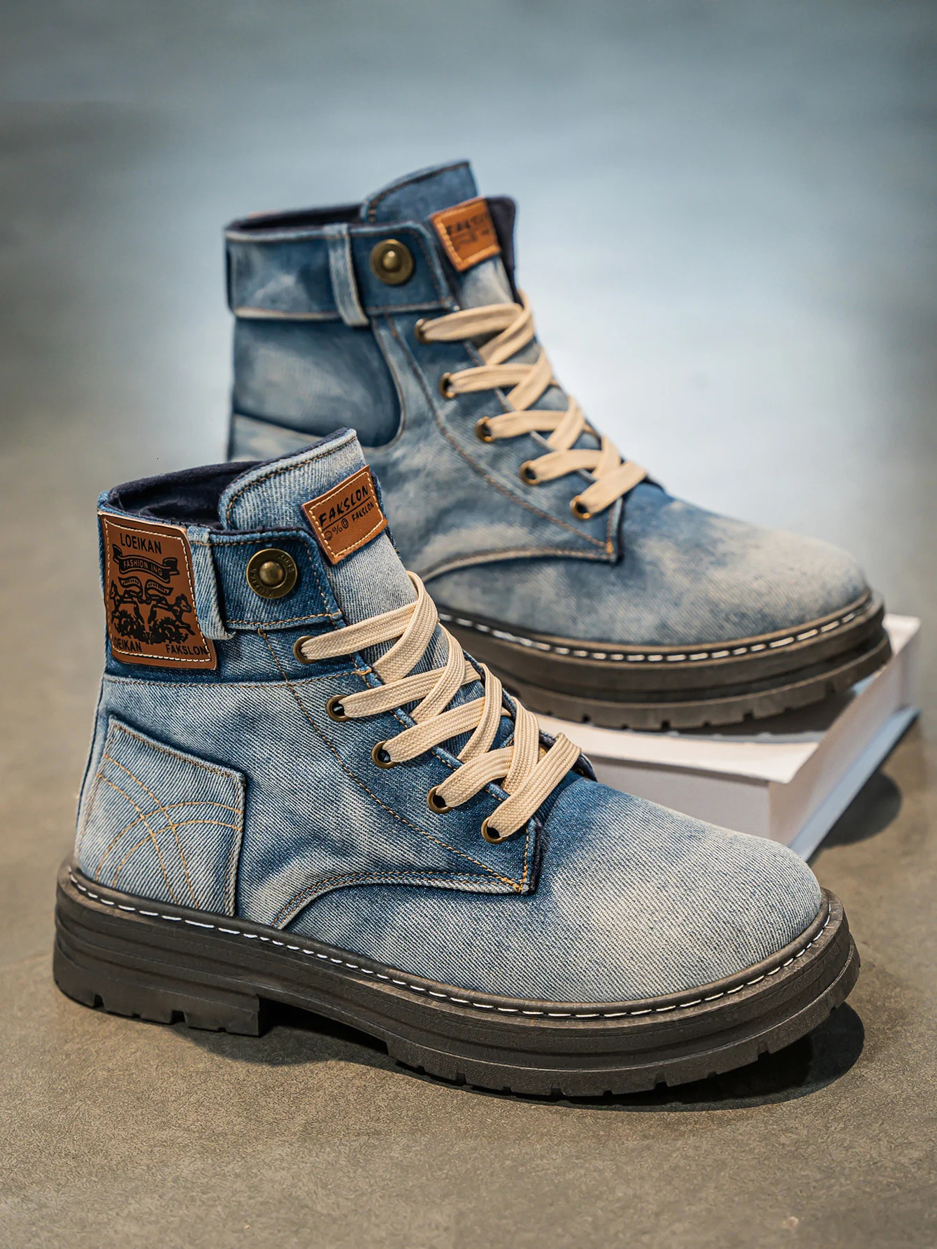Mens high top denim boots casual sports shoes trendy and fashionable mens boots 250729
