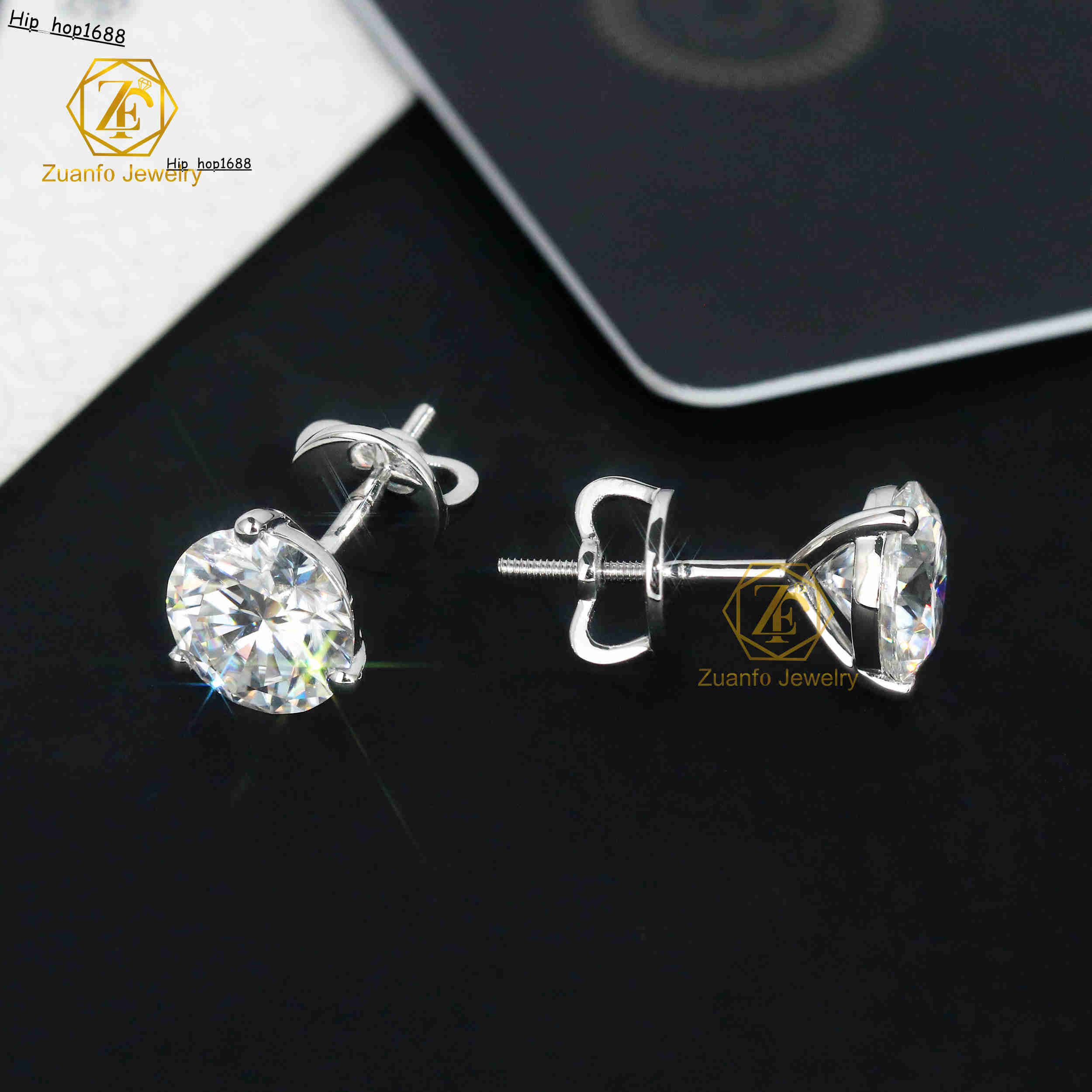 Professional Factory Custom 1ct Lab Grown Diamond Stud Earrings 6.5mm 18K Solid Gold with Three Prongs Elegant Gift Idea