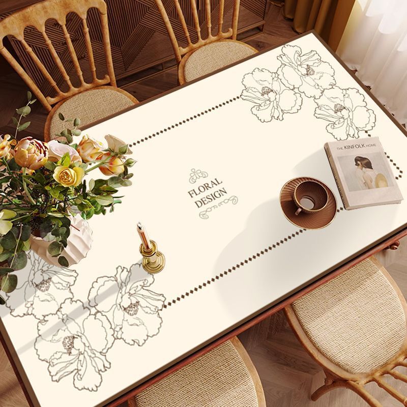 Light French High-End Dining Table Mat Waterproof Oil-Proof Wash-Free Heat-Resistant Leather Vintage Style Tablecloth Protector designer luxcury - view 4