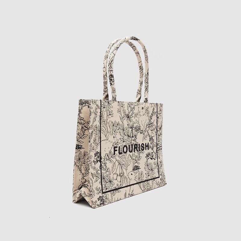 2023 New Women's Fashion Summer Monogram Computer Canvas Tote Bag Versatile Embroidered Crossbody Handbag