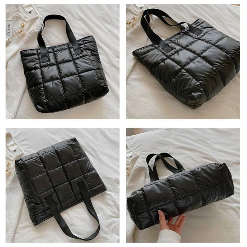 Ladies Tote Handbags Large Capacity Cott Padded Shopping Bag Rhbus Portable Handbag Quilted Solid for Leisure Travel Y250730