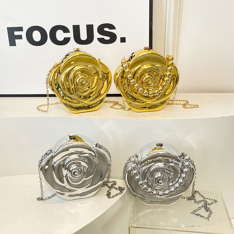 Rose Patterned Acrylic Fashion Messenger Bag with Elegant Design