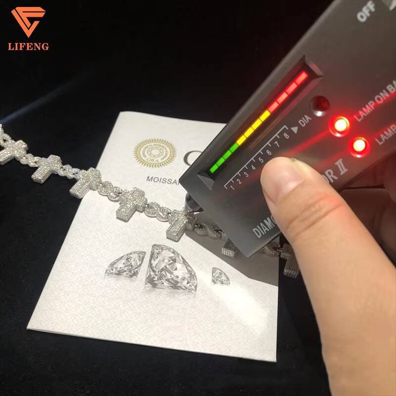 New Design Iced Out Cross VVS Moissanite Chain Hip Hop Jewelry 925 Silver 16mm Diamond Cuban Link Bracelet