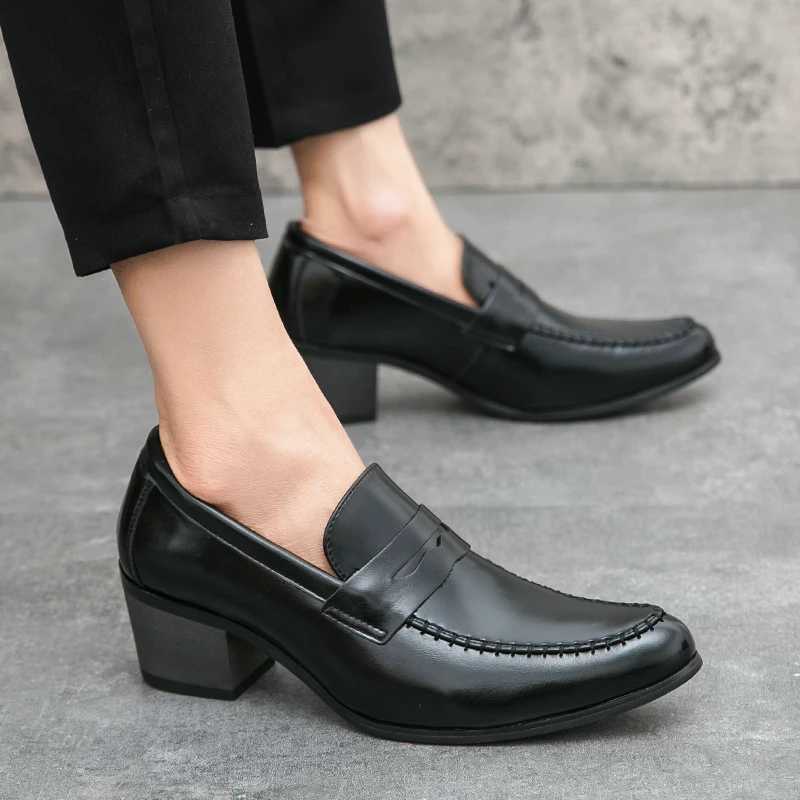 Classic Thick High H British Business Social Shoes Men High Quality Brogue Platform Leather Shoes Men Formal Leather For Man Y250730