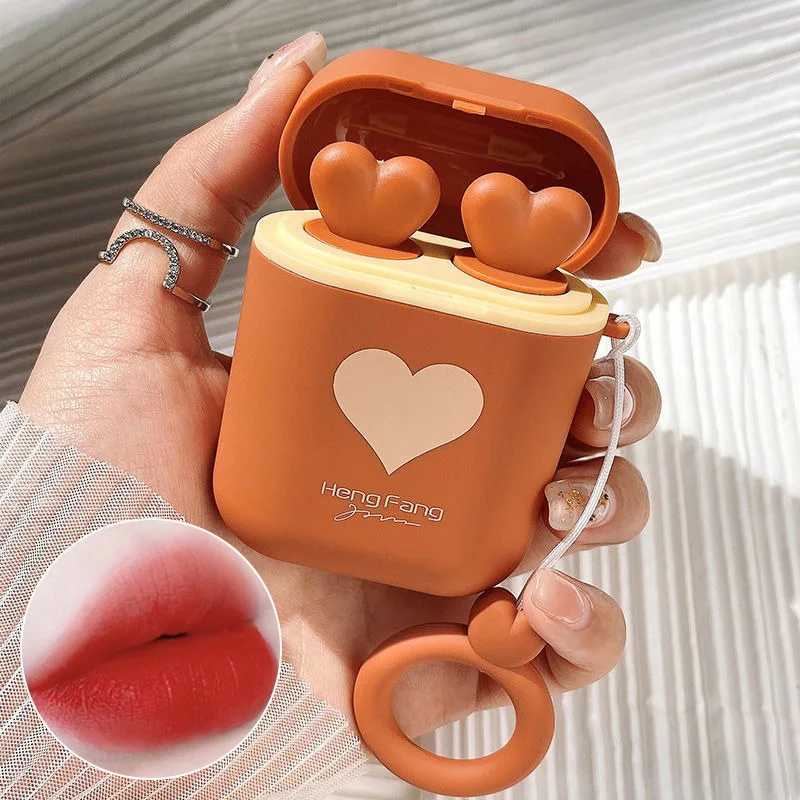 ute Cartoon Dual-Tube Velvet Lipstick Headphone Holder Matte Finish Long-Lasting Color G250729