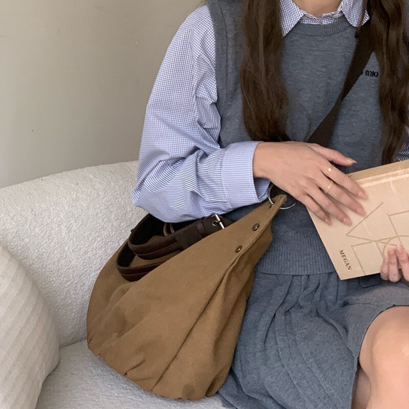 Designer Bag 2025 New Japanese Style Tote Bag For Women Large Capacity Canvas Bag Luxury Bag Retro Commuter Handbag Single Shoulder Crossbody Bag Tote