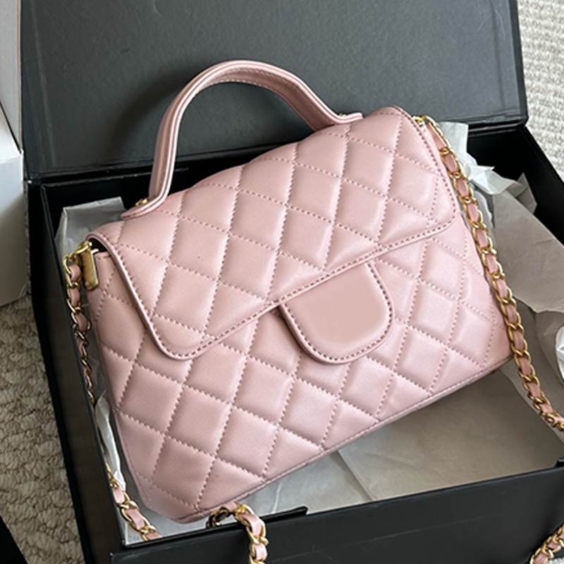 Retro flip-top small square bag fashion chain commuter bag classic diamond-patterned bag luxury designer bag single-shoulder bag high-end handbag