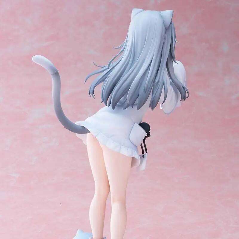 PVC Action Figure Toys 21CM Collection Kawaii Gift Model Desktop Decoration Cute Cat Ears Beautiful Girl Anime