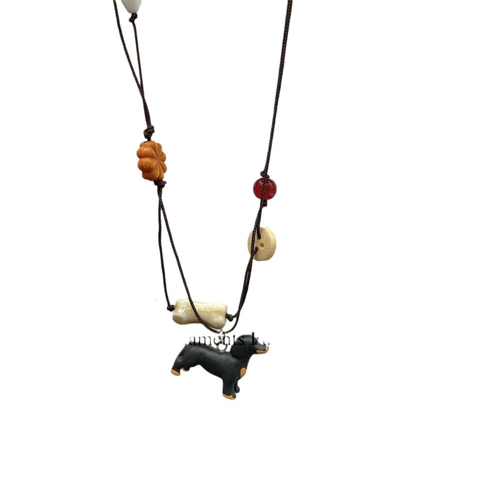 Niche Design Handmade Dachshund Dog Necklace Trendy Versatile Cute Layered Unique Temperament Sweater Chain for Women 001