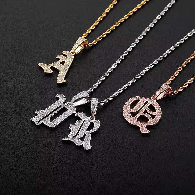 Doying Hip-Hop A-Z Old English Font Alphabet Full Initial Pendant Necklace