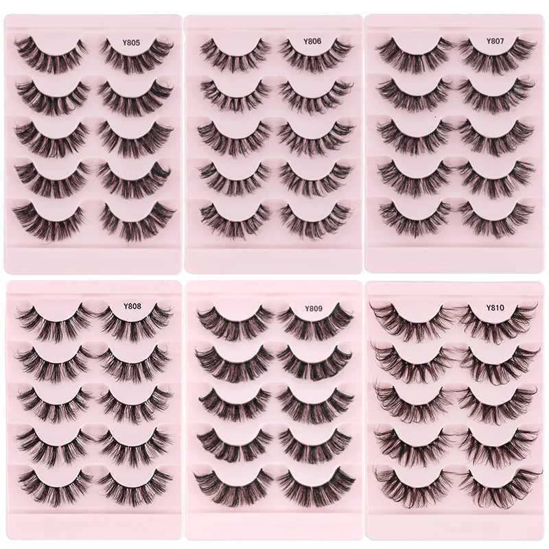 3/5/10 pairs 3D Mink Lashes Faux Mink Fluffy Lash Natural Soft Full Reusable False Eyelashes Crisscross False Eyelashes Z250731