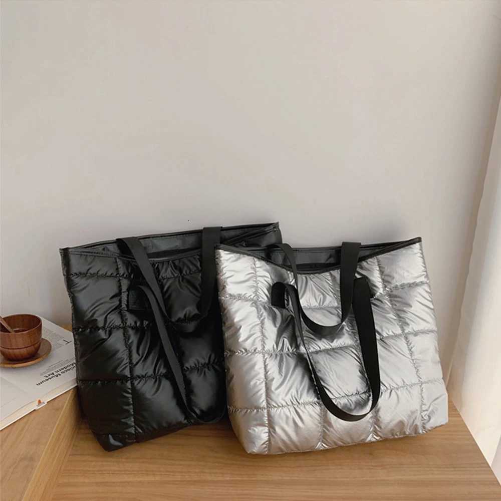 Ladies Tote Handbags Large Capacity Cott Padded Shopping Bag Rhbus Portable Handbag Quilted Solid for Leisure Travel Y250730