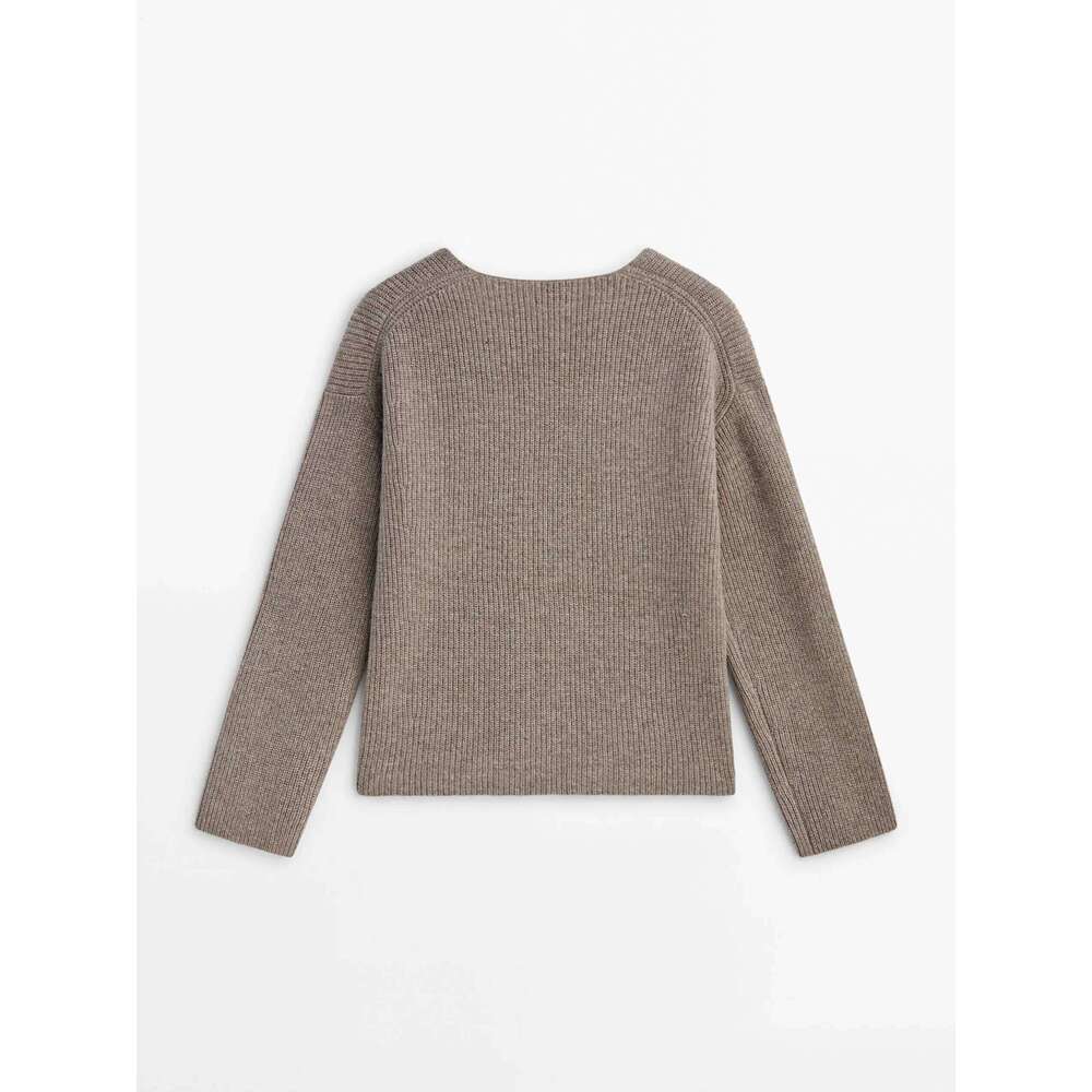 Ethereal MD 2025 Massidutti Spring New Style Of French Casual Slouchy Wool Blend Reverse V-Neck Knitwear 250728