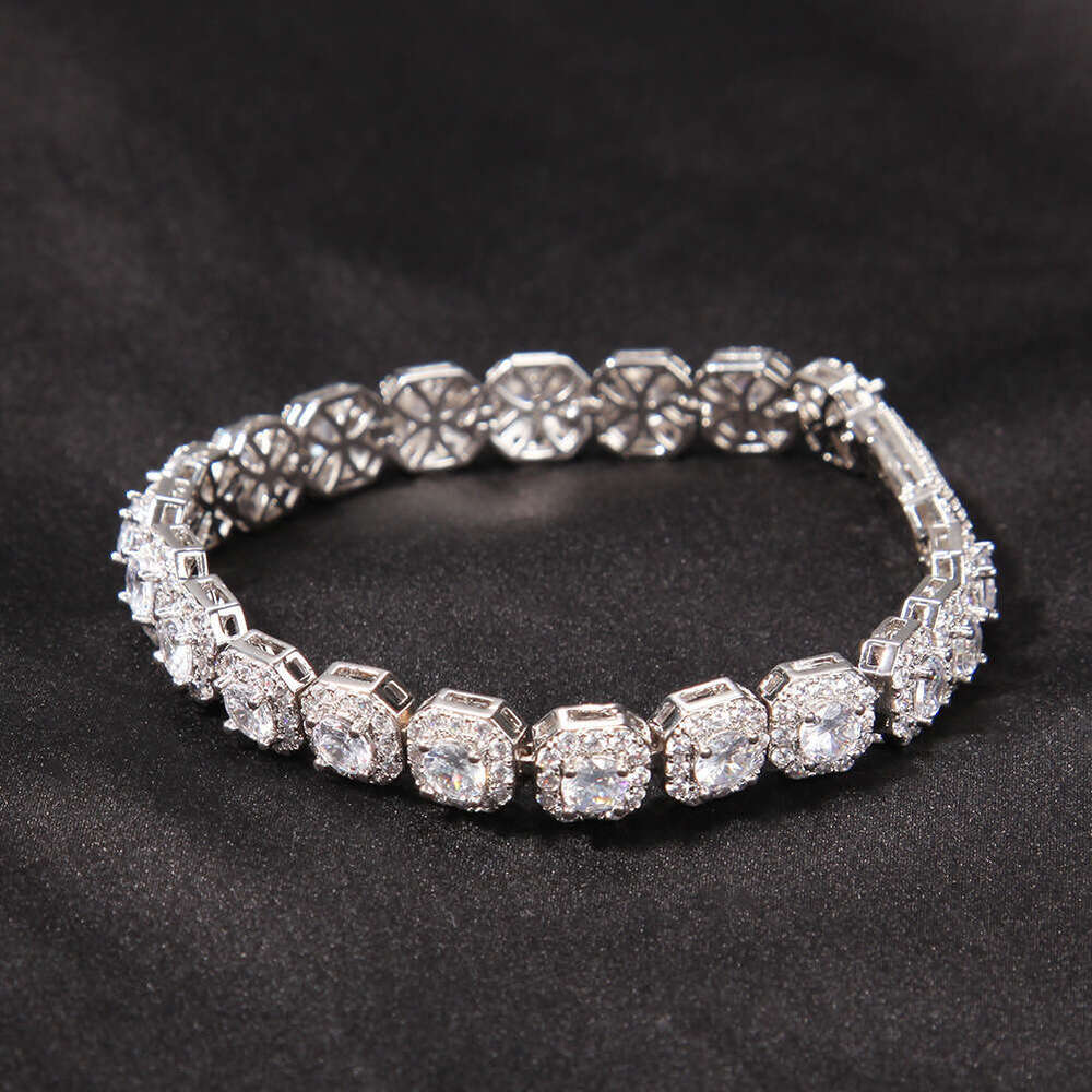 Reverse Love Chi Cheng Same Style 10mm High-end Design Hip-hop Copper Inlaid Zircon Sugar Cube Trendy Bracelet