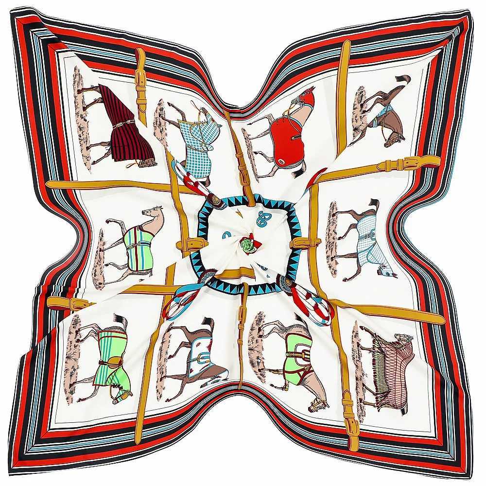 130cm Horse Dre Shl Brand Scarf 100% Silk Square Scarf Fashion Bandana Design Wen Kerchief Scarves For Ladies S250730
