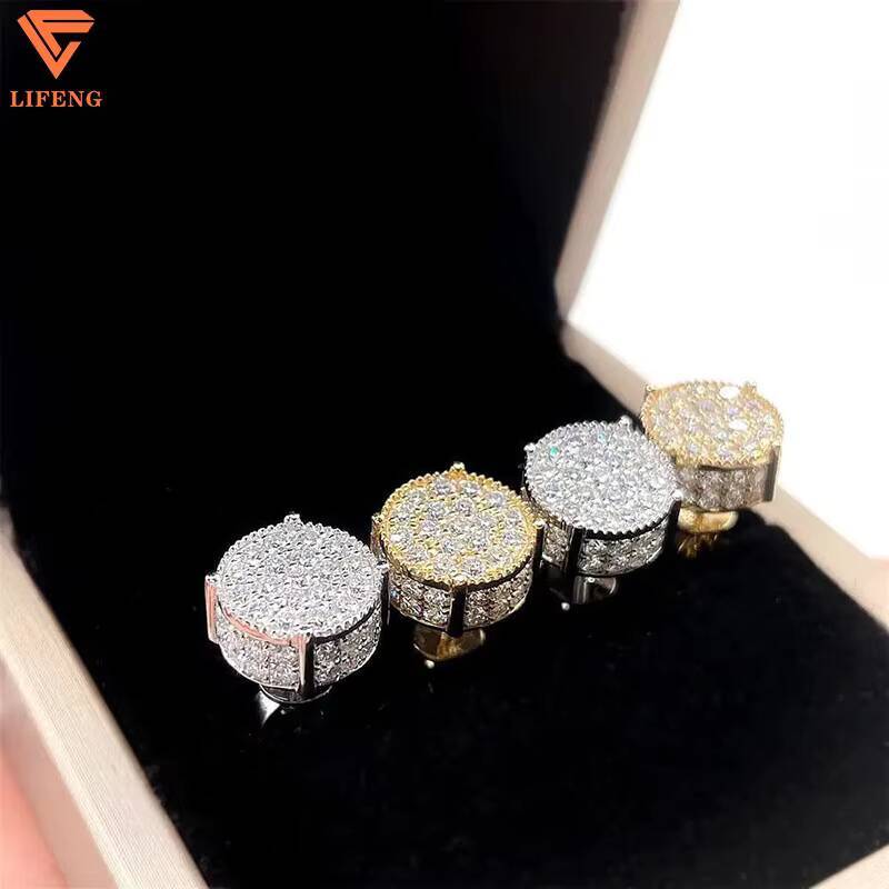 Custom Flowers Fashion Stud Earrings Jewelry Women VVS Moissanite Diamond Trendy Earrings Hip Hop Statement Silver Earrings