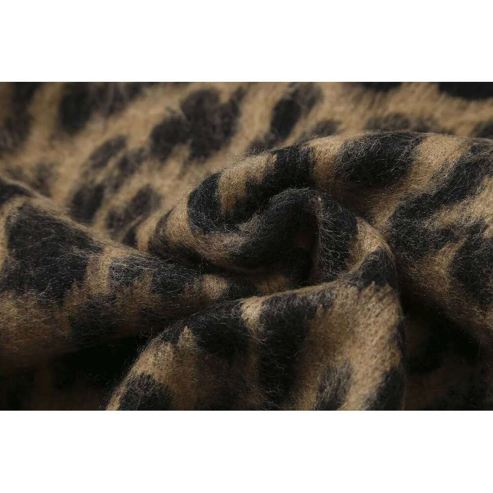 Ethereal MD 2025 Massidutti Spring New Style Of Women's Casual Fashion Lazy Leopard Print Short Crew-Neck Sweater 250728