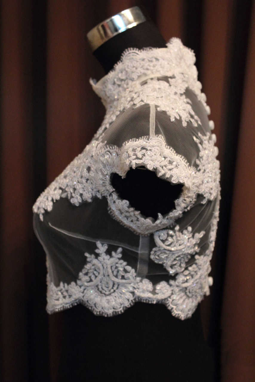 New Bridal Jacket Short Sleeve High Neck Appliques Lace Wedding Dress Jackets Bridal Accessories Customized