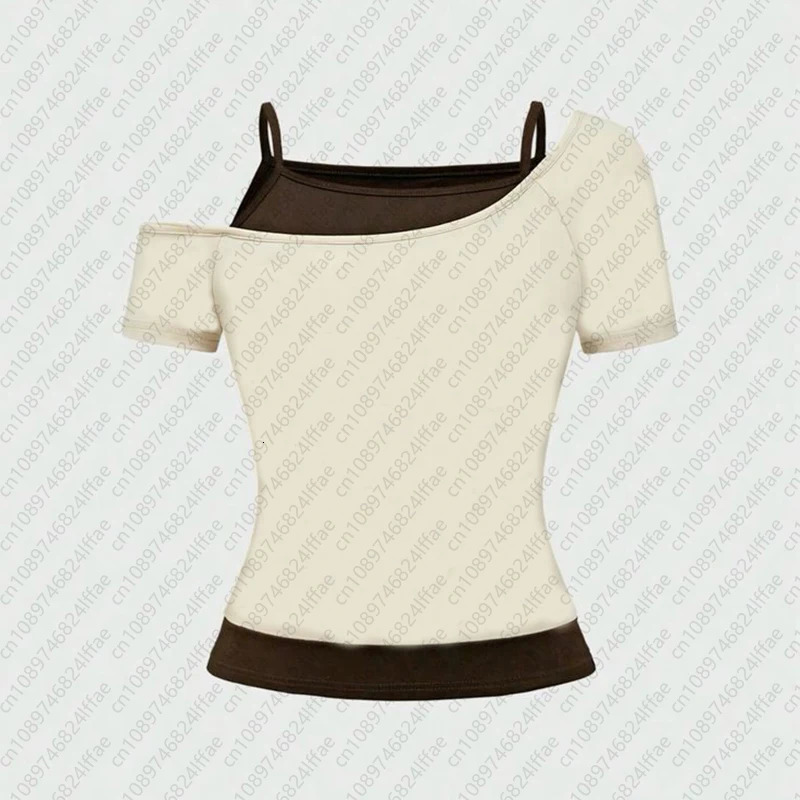 American retro sweet sexy two short sleeve Tshirt womens clothing Punk Tshirt Y2K Womens summer casual pop Solid color 250724