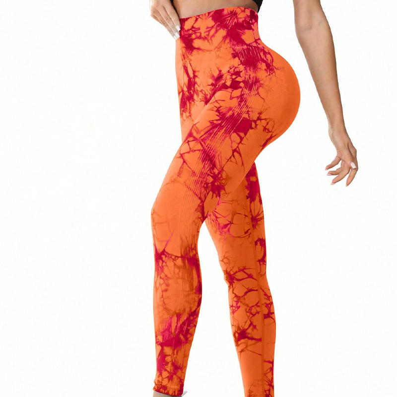 High-Waist Seamless Tie-Dye Sports Tights with Hip-Lift Feature for Yoga & Fitness