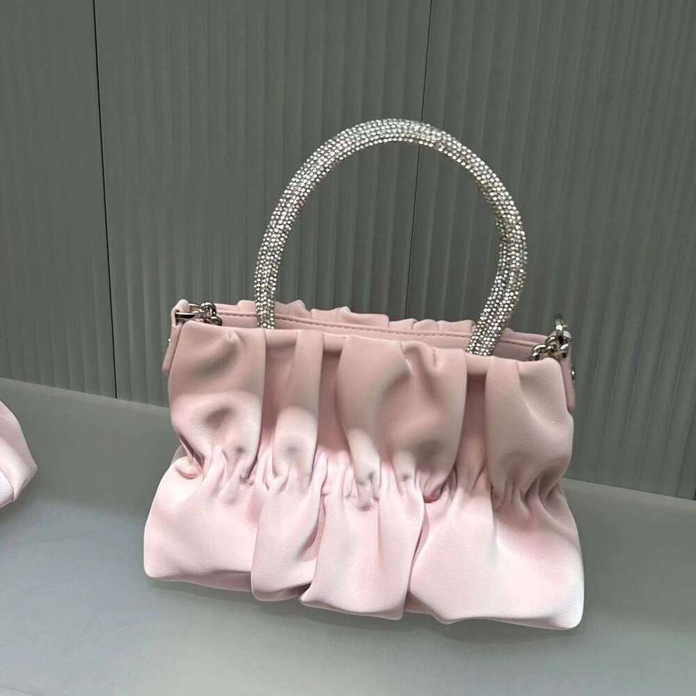 Macaron Fresh Style Handheld Crossbody for Women 2024 Summer New Fashion Versatile Pleated Cloud Chain Bag