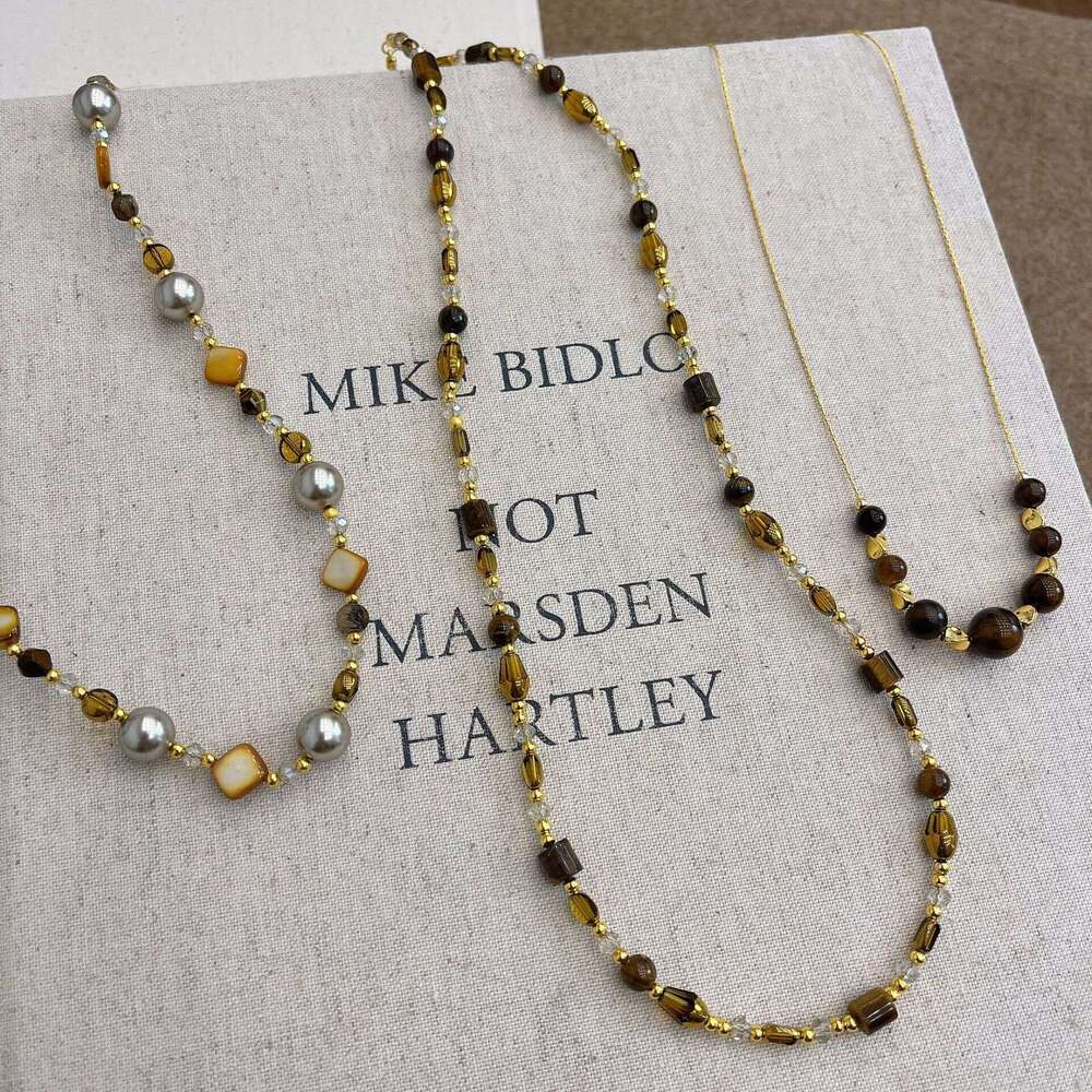 Natural Tiger Eye Stone Melad Style Autumn Winter Long Sweater Chain for Women High-end 2024 New Light Niche Necklace 14b