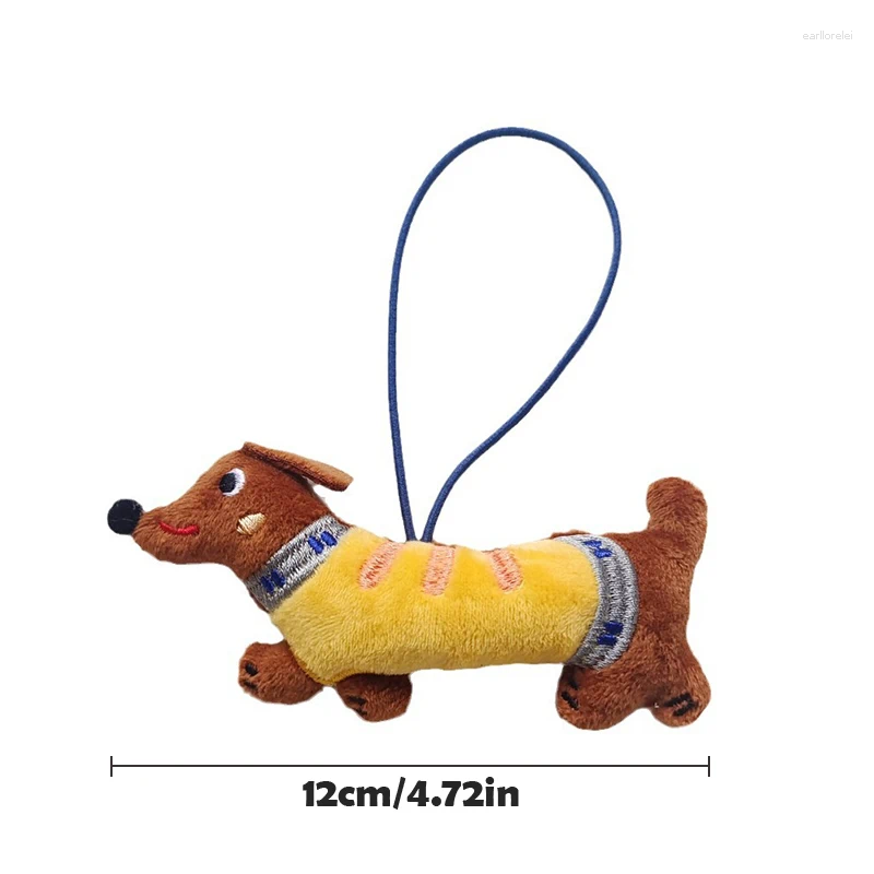 Kawaii Dachshund Plush Doll Cartoon Stuffed Puppy Keychain Pendant Backpack Charm Lovely Bag Hanging Decoration Kid Gifts