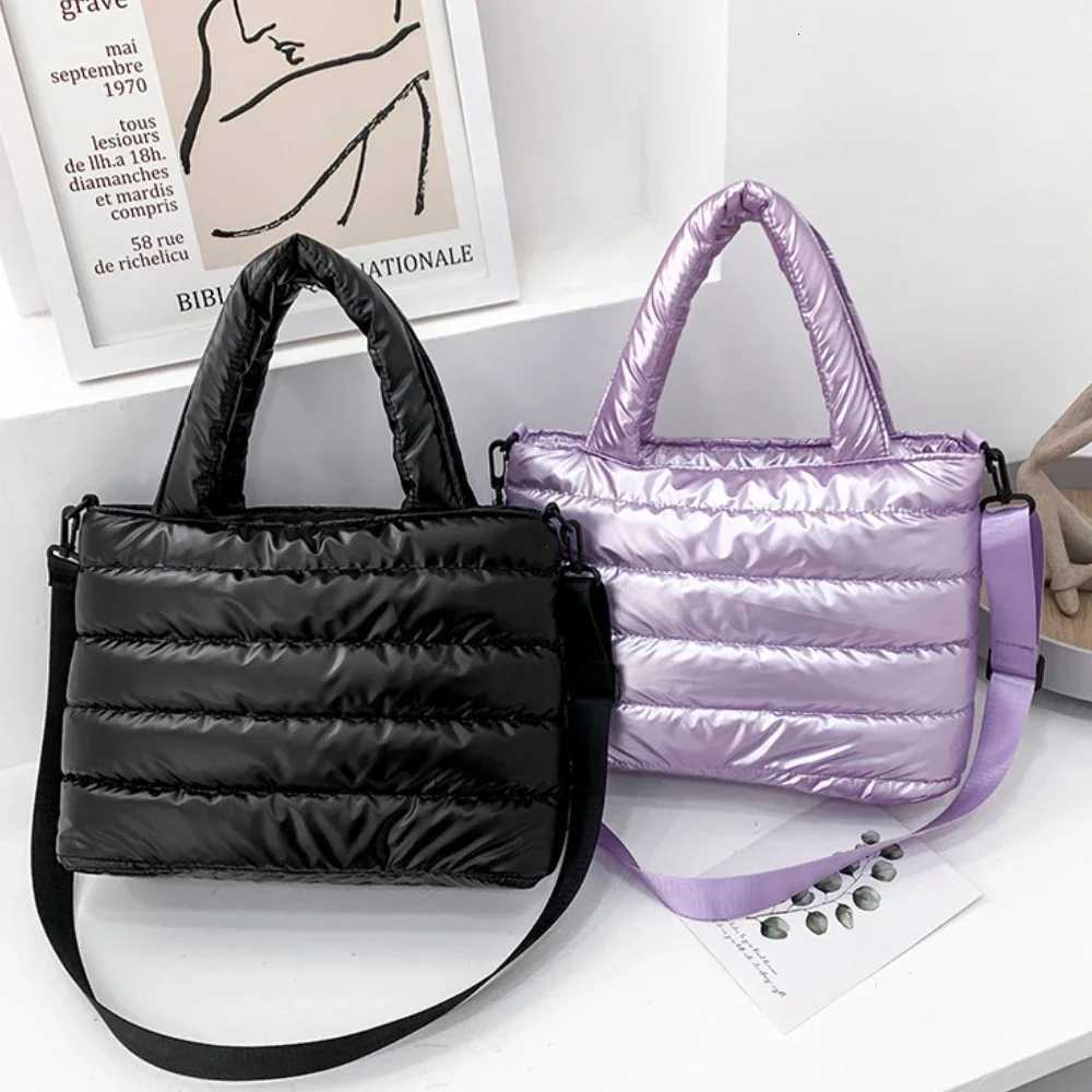 New Puffer Tote Bag for Women Quilted Puffy Handbag Lightweight Down Cotton Padded Shoulder Bag Down Padding Crossbody Handbag Y250730