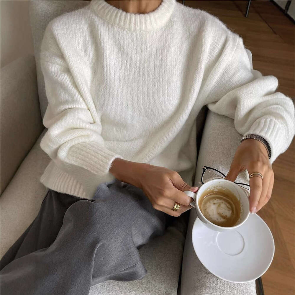 Lazy Style Wool Sweater For Women Pullover Loose Knitted Long Sleeve Top B5