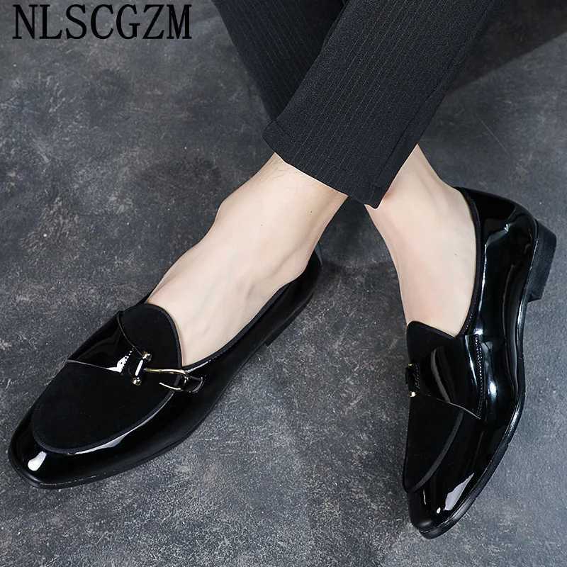 Patent Leather Loafers Men Dress Shoes Leather Italian Oxford Shoes for Men Wedding Dress Formal Slip-on Shoes Men Off 2025 Y250730