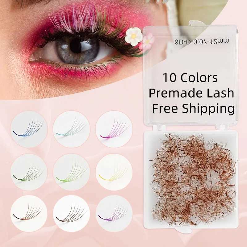 6D Premade Color Eyelashes Promade Colored Premade Fans Lash Extensions Pre Made Bouquet Eyelash Extension Blue Light Dark Brown Z250730