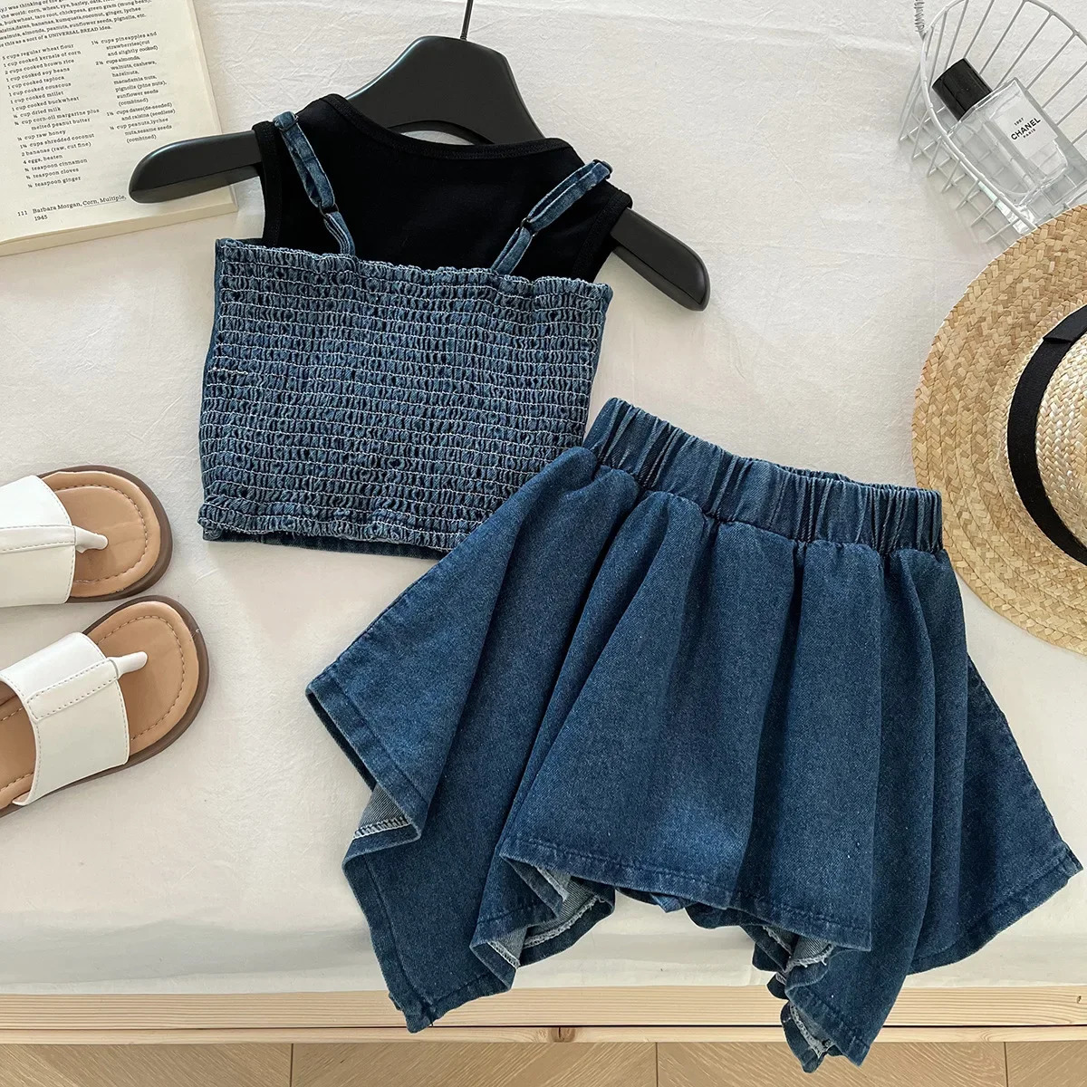 Stylish Kids Girls Cotton Set Top and Irregular Bowknot Shorts Skirt Super Cute and Trendy for 2 - 8 Y Baby Sets 250729