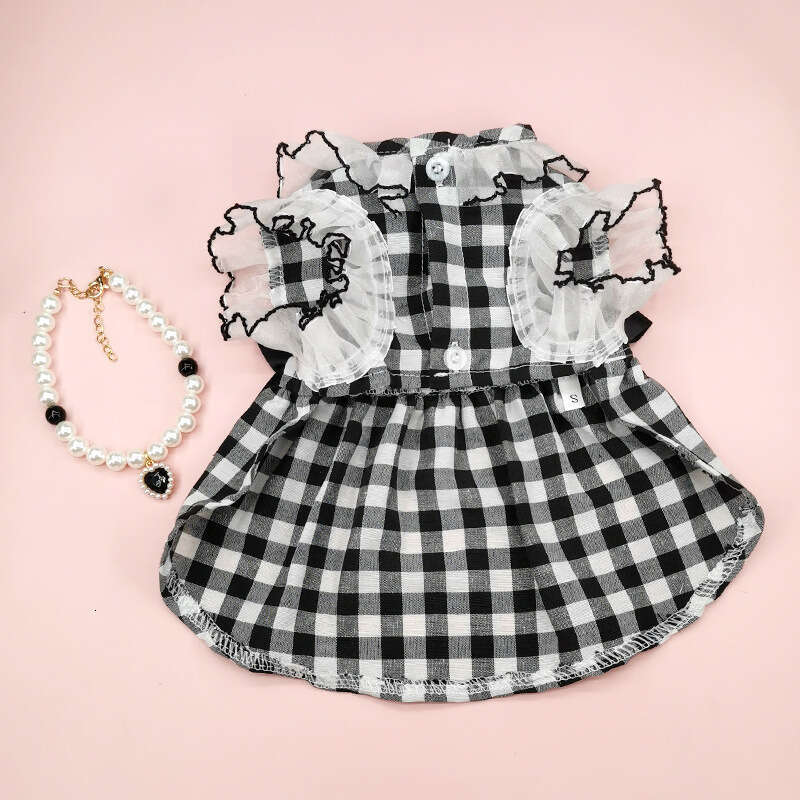 2023 Spring/Summer New Plaid Clothing Elegant Dog Clothes Pet Cat Dress