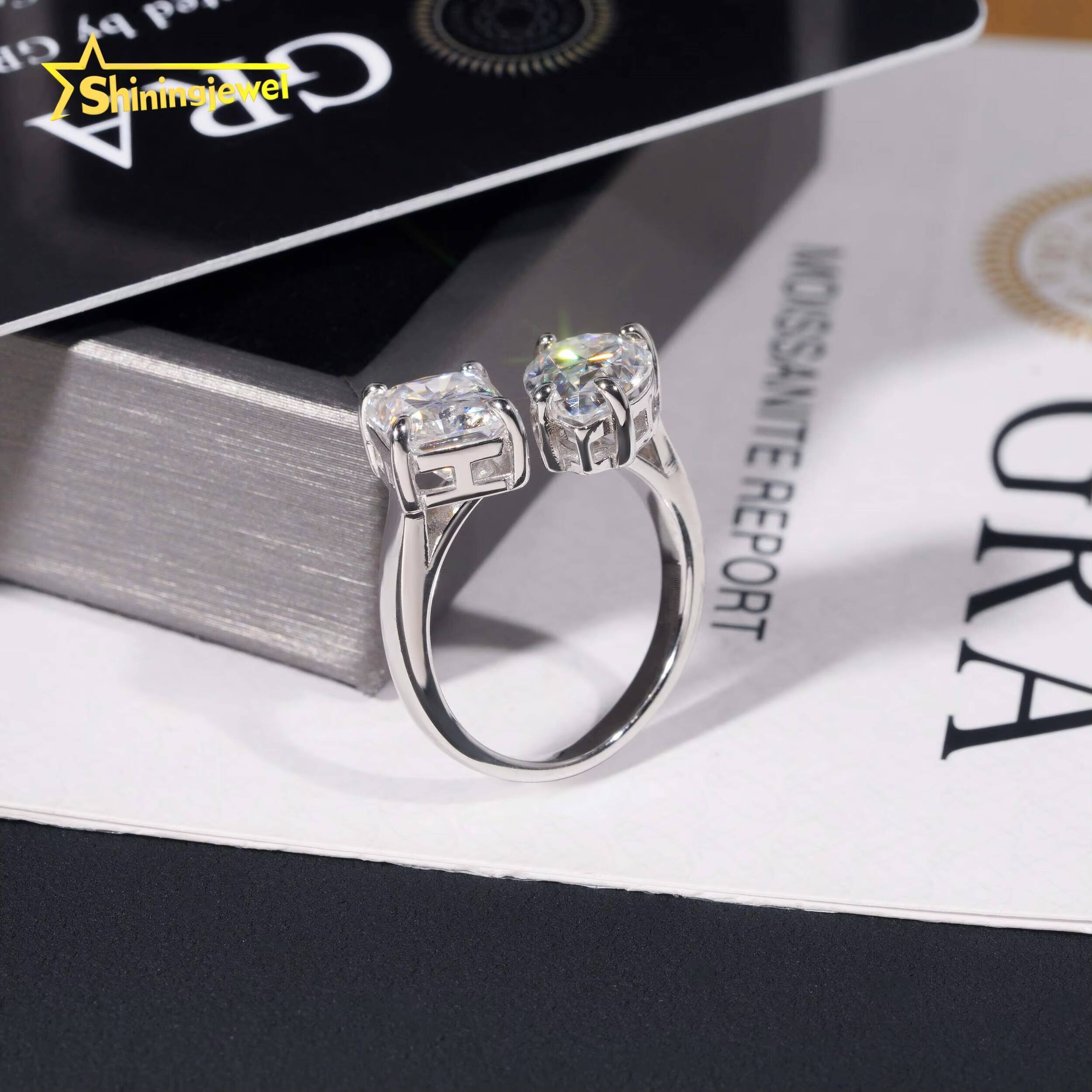 Romantic Lady 925 Silver Cushion Cut Moissanite Ring Custom High Quality Moissanite Ring Wedding Party Gifts Women Ring