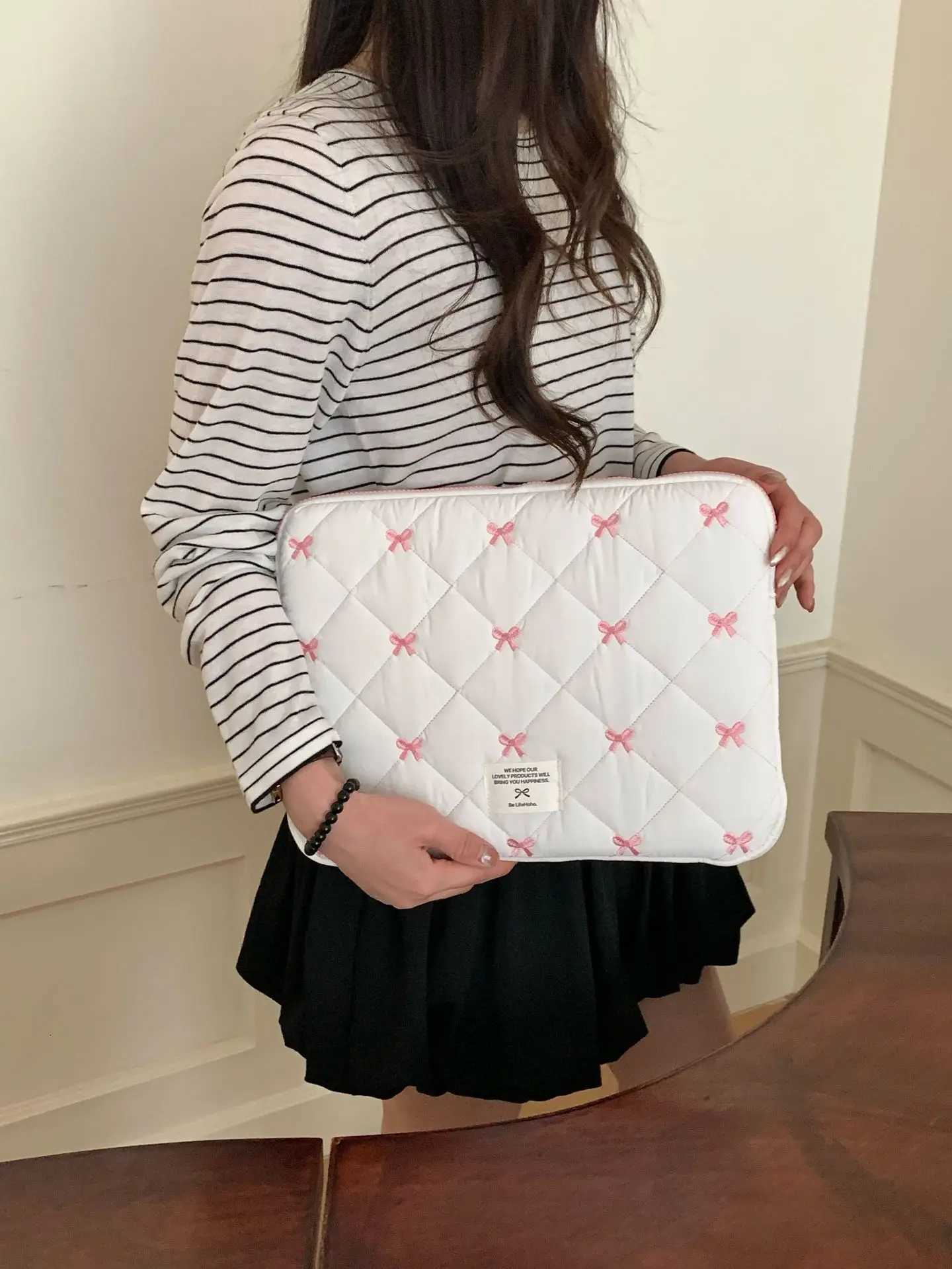 11/13/14/15/15.6 Inch Bow Laptop Sleeve Lightweight Soft Tablet Sleeve Case Shockproof Computer Bag for Book/iPad/Samsung y250730