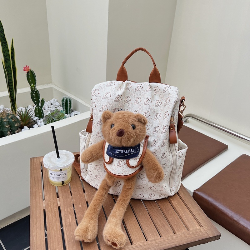 2025 Designer's New Large Capacity Backpack Fashionable Multi functional Cute Little Bear Commuter Bag