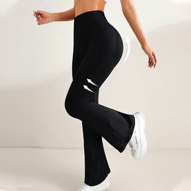 High-Waist Peach-Shaped Hip-Lift Yoga Pants with Wide Leg Flare - Quick-Dry Sportswear for Women
