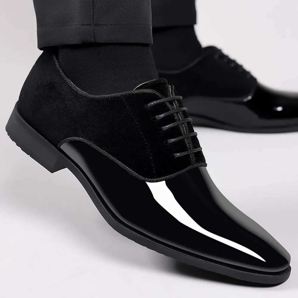Mens Oxford Shoes Lace Up Formal High Gloss Low Top Square Toe Suit Tuxedo Dress Shoes for Business Casual Shoe for Mens Y250730