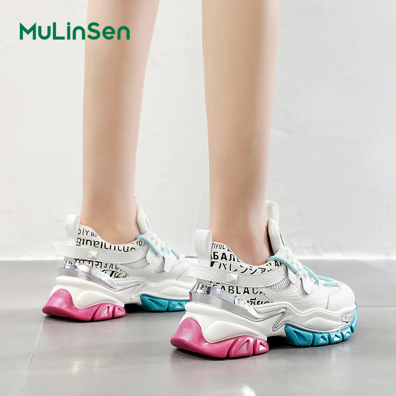 Mulinsen dad shoes women's 2025 new spring and autumn leisure breathable mesh dopamine versatile summer lightweight sports running shoes